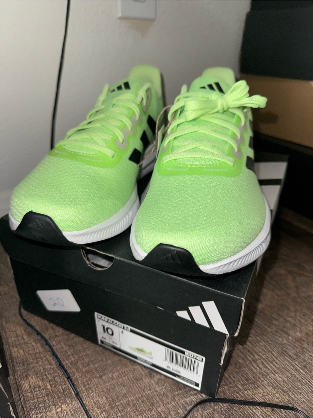 adidas Kids Neon Green Lace-Up Sneakers with Black Accents